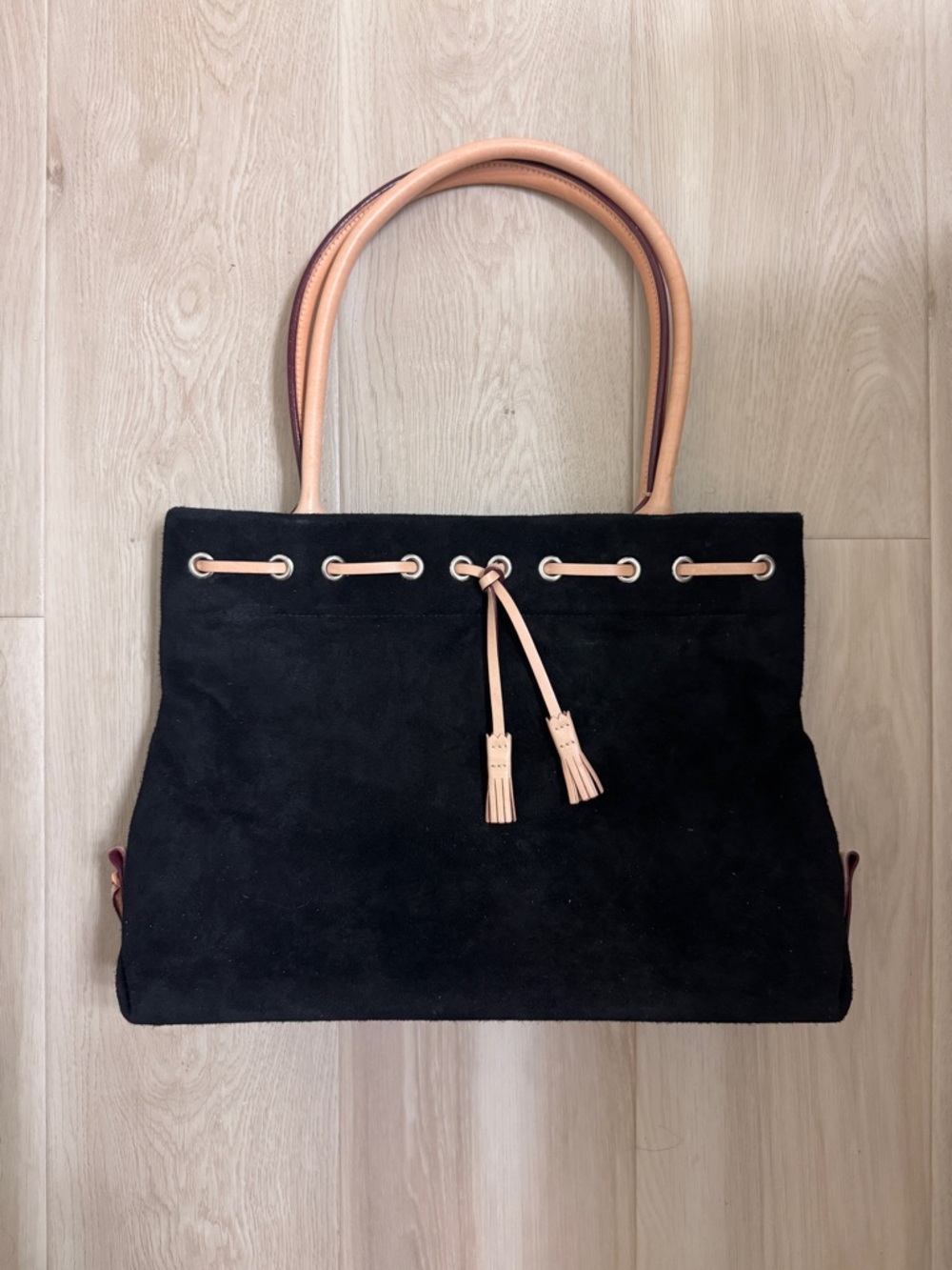 VTG 90s Dooney & Bourke Black Suede Leather Tote Bag Y2K Shoulder Purse